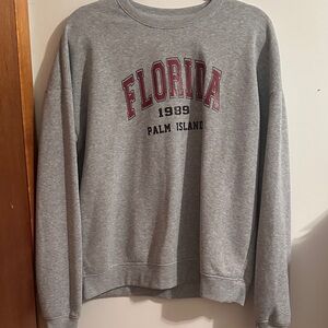 SHEIN Gray Florida Crew Neck Sweater